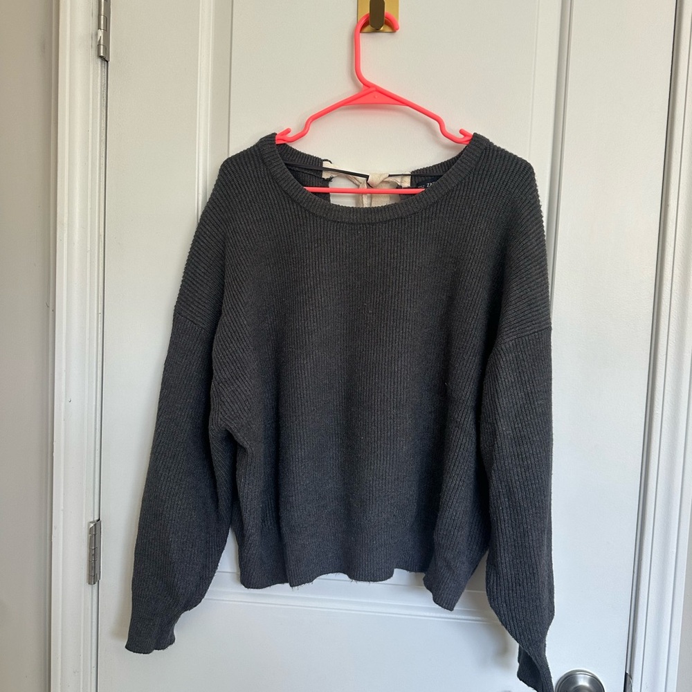 Zara Dark Charcoal Crewneck Sweater